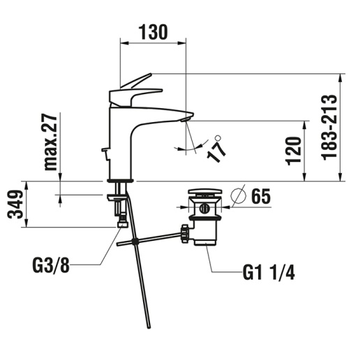 Смеситель Laufen Laurin HF500703100000 на раковину хром без термостата - фото 2