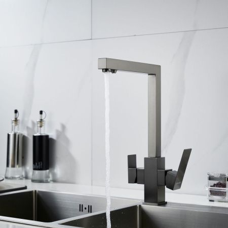 Смеситель для кухни Shevanik S148T на мойку оружейная сталь