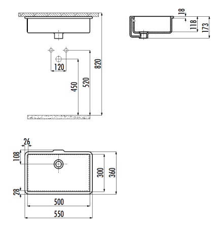 Раковина из сантехнического фарфора Creavit TP730-00CB00E-0000 60х40 встраиваемая цвет белый