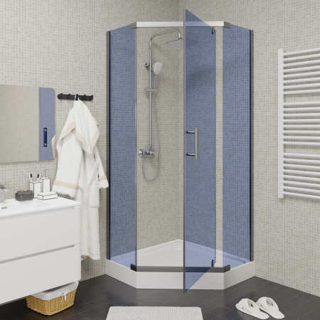 Душевой уголок Parly ZPE911 90х90 стекло тонированное профиль хром глянцевый с поддоном