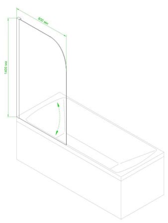 Душевая шторка на ванну Royal Bath BV RBBV814 80х150 стекло рифленое профиль хром ориентация правая