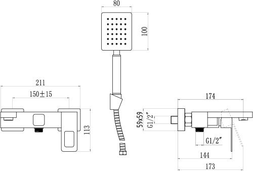 Смеситель для ванны и душа Savol S-SUS4003 настенный сатин - фото 2