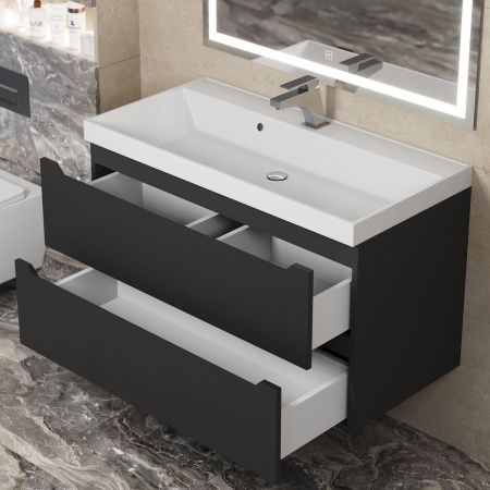 Тумба под раковину Uperwood Tanos 291020233 90х50 подвесная цвет черный