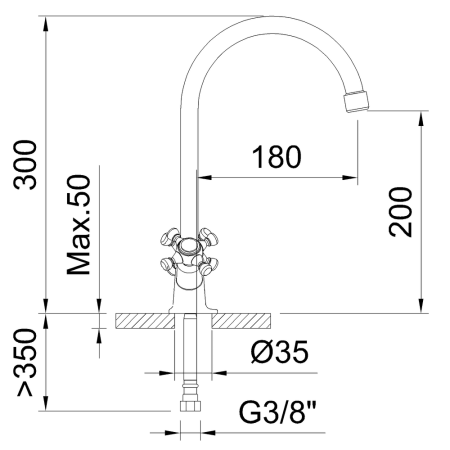 Смеситель для кухни Clever WITH2 ANTIGONA 61771 на раковину бронза