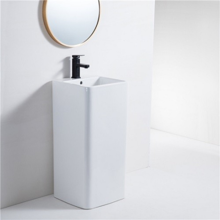 Раковина из санфаянса CeramaLux P7004L 40х40 напольная цвет белый 1 отверстие под смеситель