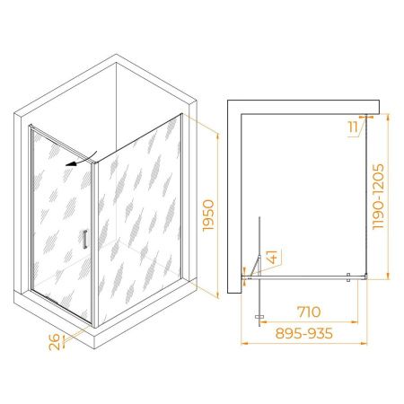 Душевой уголок RGW Stilvoll 703214592-11 120х90 стекло прозрачное профиль хром без поддона