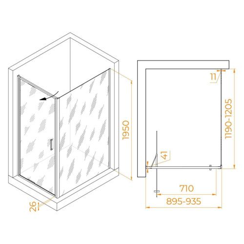 Душевой уголок RGW Stilvoll 703214592-11 120х90 стекло прозрачное профиль хром без поддона - фото 5