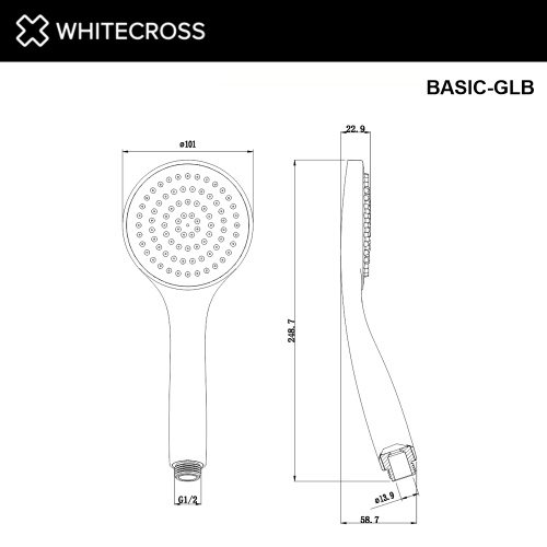Душевая лейка Whitecross  BASIC-GLB округлая - фото 2