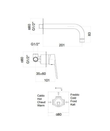 Смеситель для раковины Fiore Kevon 81NN7227 встраиваемый в стену черный