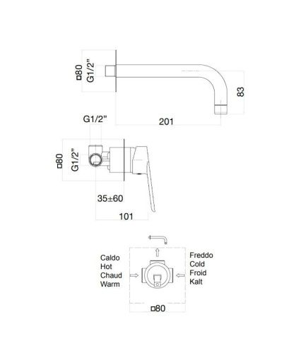 Смеситель для раковины Fiore Kevon 81NN7227 встраиваемый в стену черный - фото 3