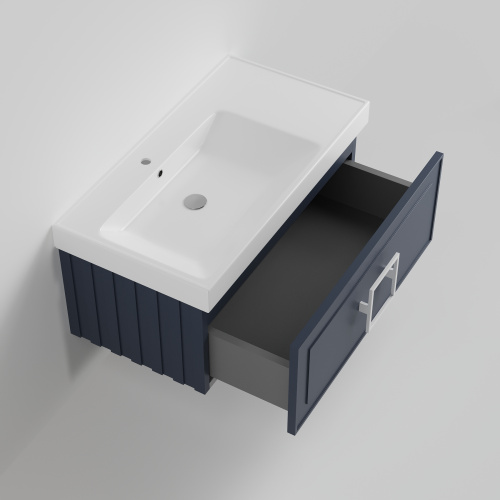 Тумба с раковиной La Fenice CUBO NFNC-01-CUB-BG-90-2-90L 91х36х49 подвесная цвет синий - фото 2