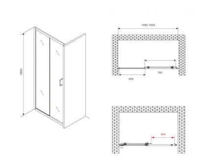 Душевая дверь Abber Schwarzer Diamant AG30150B5 150х190 стекло прозрачное профиль черный
