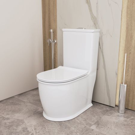 Унитаз напольный с бачком Grossman Retro GR-4492S белый с сиденьем безободковый каскадный смыв