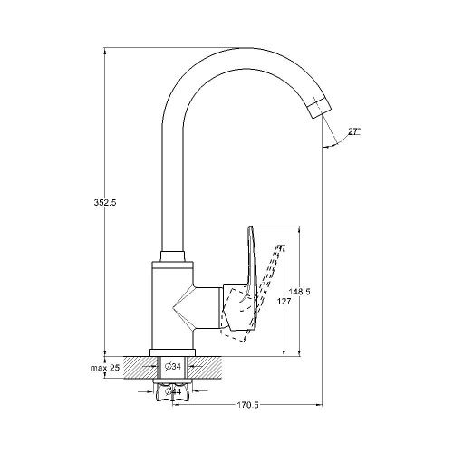 Смеситель для кухни G.Lauf ZAR ZAR4-B181 на мойку хром - фото 3