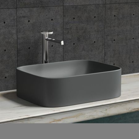 Раковина из сантехнического фарфора Ceramica Nova ELEMENT CN6052MDH 50х40 накладная цвет черный без отверстий под смеситель