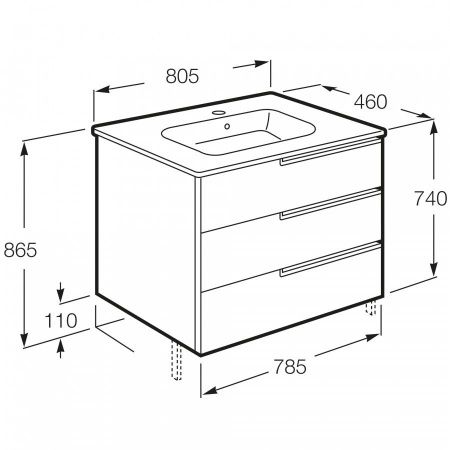 Тумба под раковину Roca Victoria Nord Ice Edition ZRU9302835 80х50 напольная цвет белый