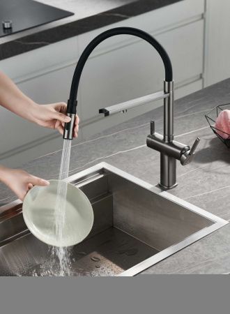 Смеситель для кухни Rose R358T на мойку оружейная сталь