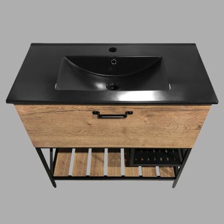 Тумба с раковиной Comforty Бредфорд 00004148003CF 90х50 напольная цвет коричневый