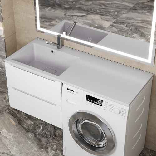 Раковина Uperwood Cosmos Quartz 120 см RCosmos120LJ над стиральной машиной цвет белый - фото 2