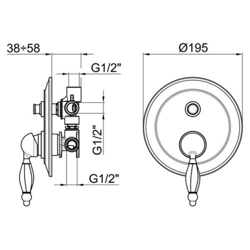 Смеситель для ванны и душа Webert Alexandra AL860101015 встраиваемый в стену хром - фото 3
