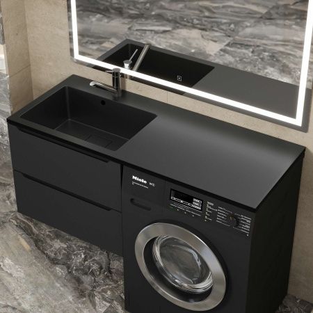Раковина из искусственного камня Uperwood Cosmos Quartz RCosmos120LU 120х50 над стиральной машиной цвет черный