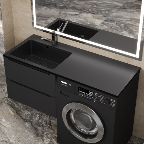Раковина Uperwood Cosmos Quartz 120 см RCosmos120LU над стиральной машиной цвет черный - фото 2