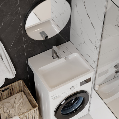 Раковина из литьевого мрамора Teymi Kati Pro T50422 59х55 подвесная цвет белый 1 отверстие под смеситель