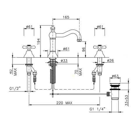 Смеситель Nicolazzi Nuova Brenta 2509BZ на раковину бронза