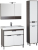 Комплект мебели: тумба с раковиной + зеркало-шкаф Aquanet Гретта 00172720 92x48x154 напольный цвет белый/темное дерево