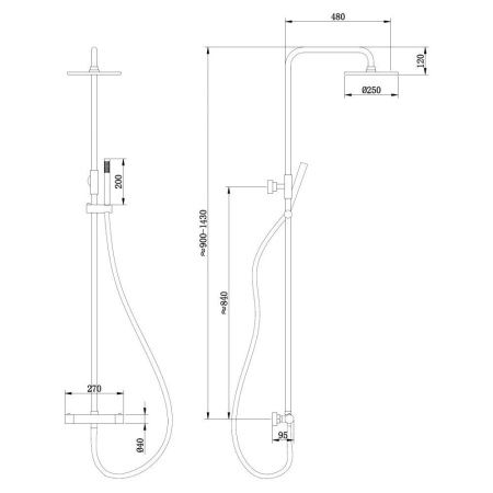 Душевая стойка Abber AF8160GL настенная цвет золото с термостатом