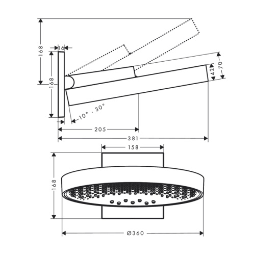 Верхний душ Hansgrohe Rainfinity 26234140 35х35 бронза - фото 2