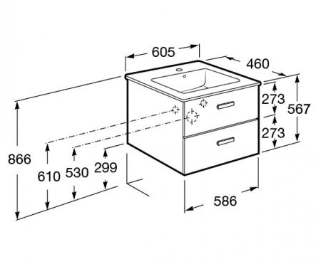Тумба под раковину Roca Victoria Nord ZRU9000027 60х50 подвесная цвет коричневый