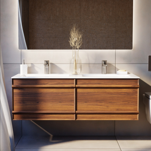 Тумба с раковиной зеркалом и смесителем ArtDecco Bridget (Бриджит) ABR12W22D2MF 120x45x40 подвесная цвет черный орех - фото 3