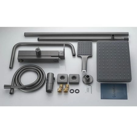 Душевая стойка Knotlor KN-23/GM настенная цвет вороненая сталь
