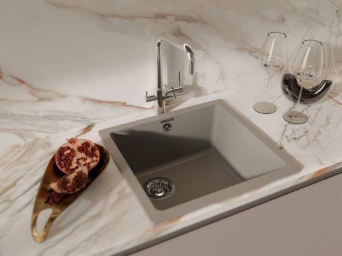 Кухонная мойка Rivelato BERKANA BK-45 grigio metallizzato 42х46 цвет серый металлик - фото 5