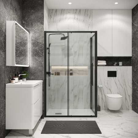 Душевая перегородка Grossman Cosmo 200.K33.02.70.21.02 70х195 стекло текстурное профиль черный матовый