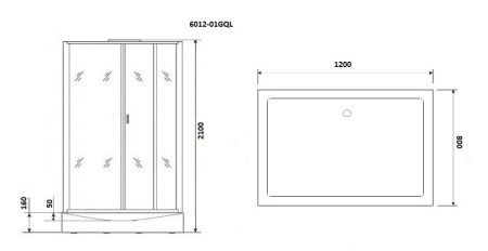 Душевая кабина Niagara Premium 60120114GQL 120х80 прямоугольная с крышей ориентация левая