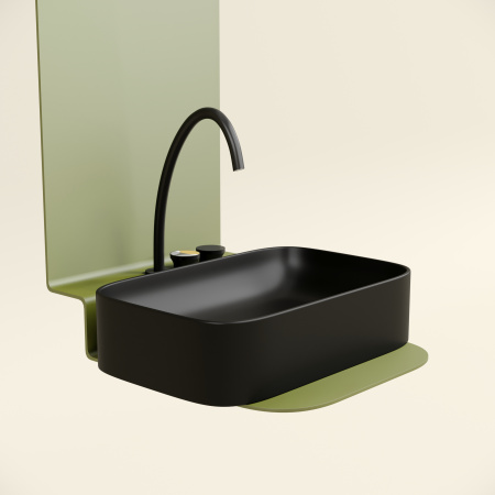 Раковина из сантехнического фарфора Ceramica Nova ELEMENT CN6053MB 61х38 накладная цвет черный матовый без отверстий под смеситель