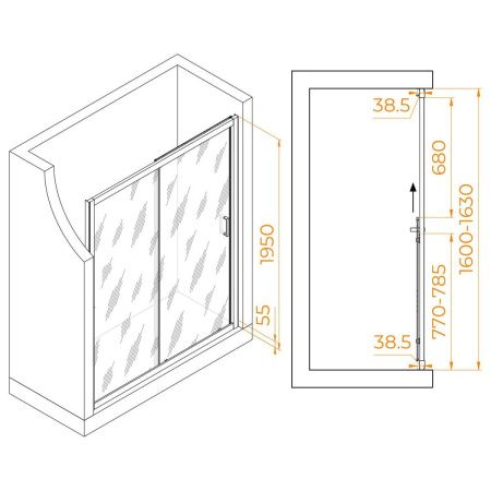 Душевая дверь RGW Passage 350801616-11 160х195 стекло прозрачное профиль хром