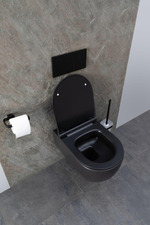 Чаша унитаза подвесная Allen Brau Priority 4.31001.31 цвет черный матовый без сиденья безободковая каскадный смыв