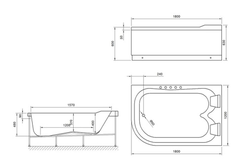 Ванна акриловая Royal Bath NORWAY RB331100K-R 180х120 пристенная асимметричная - фото 3