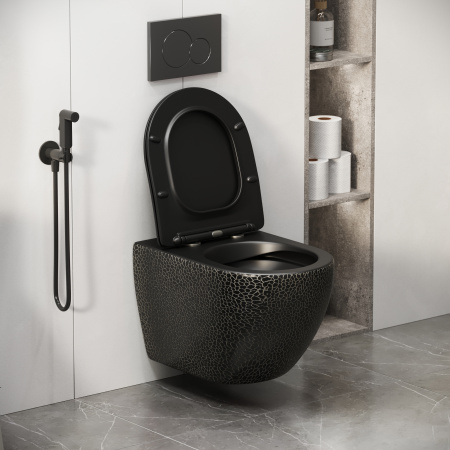 Унитаз подвесной Grossman Санфаянс GR-4455BBLS черный глянцевый с сиденьем микролифт безободковый каскадный смыв