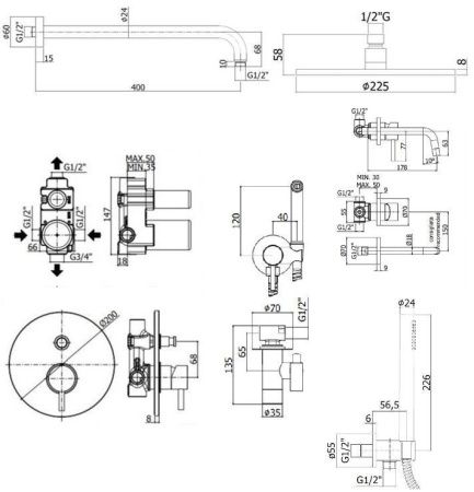 Душевая система Paffoni Light KITZLIG015CR006 встраиваемая в стену