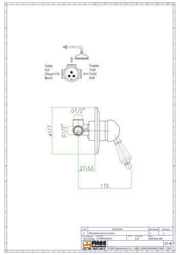 Смеситель Fiore Imperiale Sky 82CR5130 встраиваемый хром - фото 2