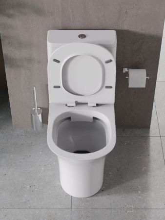 Унитаз напольный с бачком Agger AT01000 белый с сиденьем микролифт безободковый душевой смыв