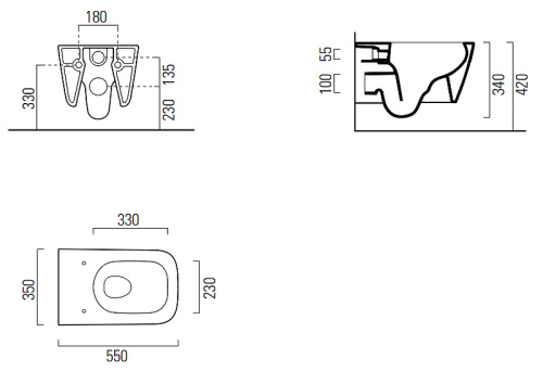 Чаша унитаза подвесная GSI Nubes 961511_УЦ/3 цвет белый без сиденья безободковая душевой смыв (укол и волна на фаянсе) - фото 4
