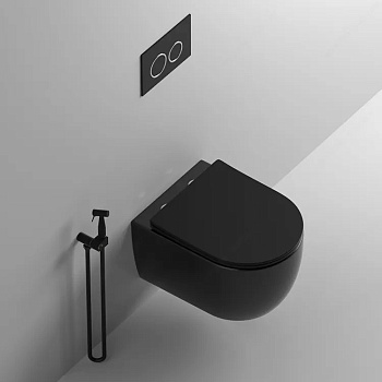 Унитаз подвесной Cerutti SPA CT9239 черный матовый с сиденьем микролифт безободковый каскадный смыв