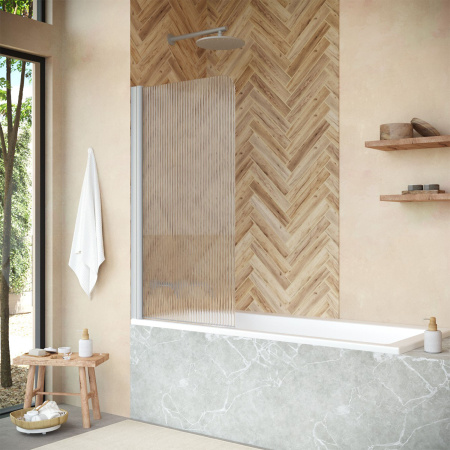 Душевая шторка на ванну Vegas-Glass EV+EV NOVO EV NOVO 76 07 Moru L 76х139 стекло рифленое профиль хром матовый ориентация левая