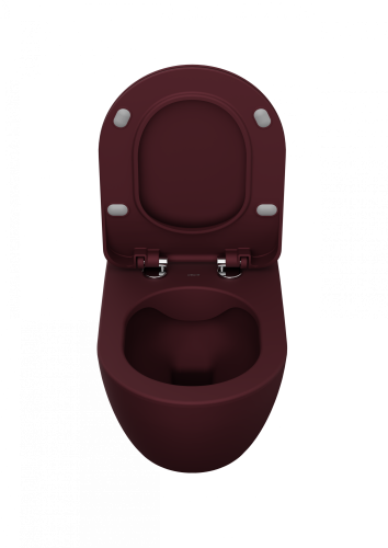 Чаша унитаза подвесная Creavit Free FE322-00BR00E-0000 цвет бордовый матовый без сиденья смыв торнадо - фото 3
