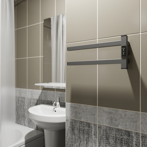 Полотенцесушитель Маргроид Cook профильный Cook-1840-1081-7024R 41х20 электрический графитовый серый - фото 3